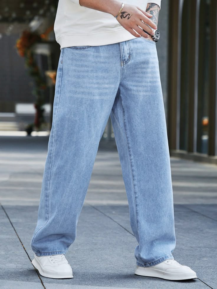 men cat whisker straight leg jeans